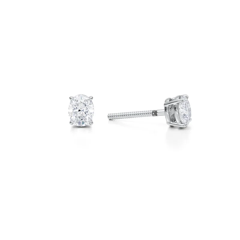 3/4 Carat Oval Lab Grown Diamond Stud Earrings