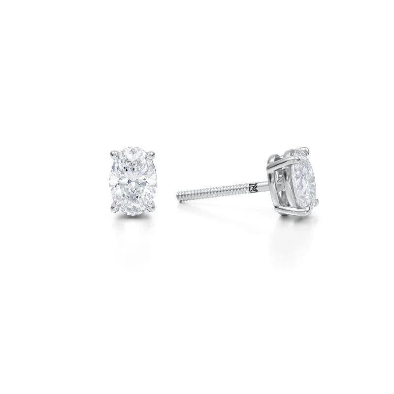 1.25 Carat Oval Lab Grown Diamond Stud Earrings