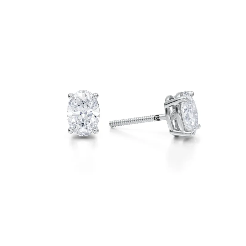 1.5 Carat Oval Lab Grown Diamond Stud Earrings