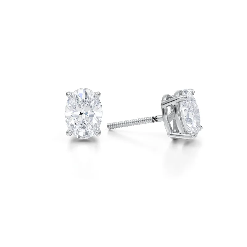 2 Carat Oval Lab Grown Diamond Stud Earrings