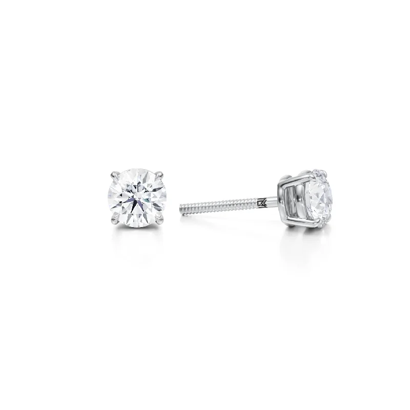 1 Carat Round Lab Grown Diamond Stud Earrings