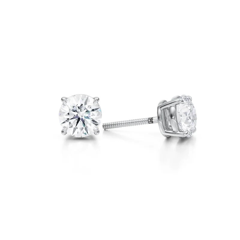 2 Carat Round Lab Grown Diamond Stud Earrings