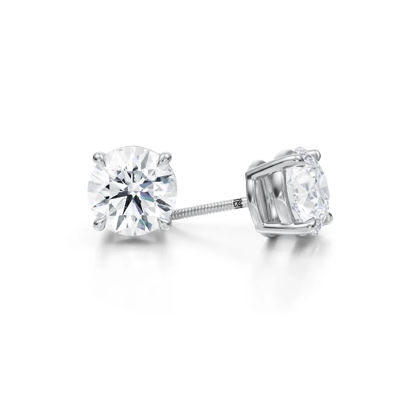 4 Carat Round Lab Grown Diamond Stud Earrings