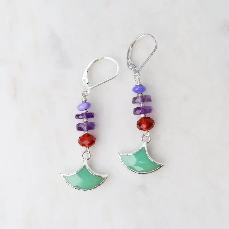 Silver Chrysoprase Anchor Earrings