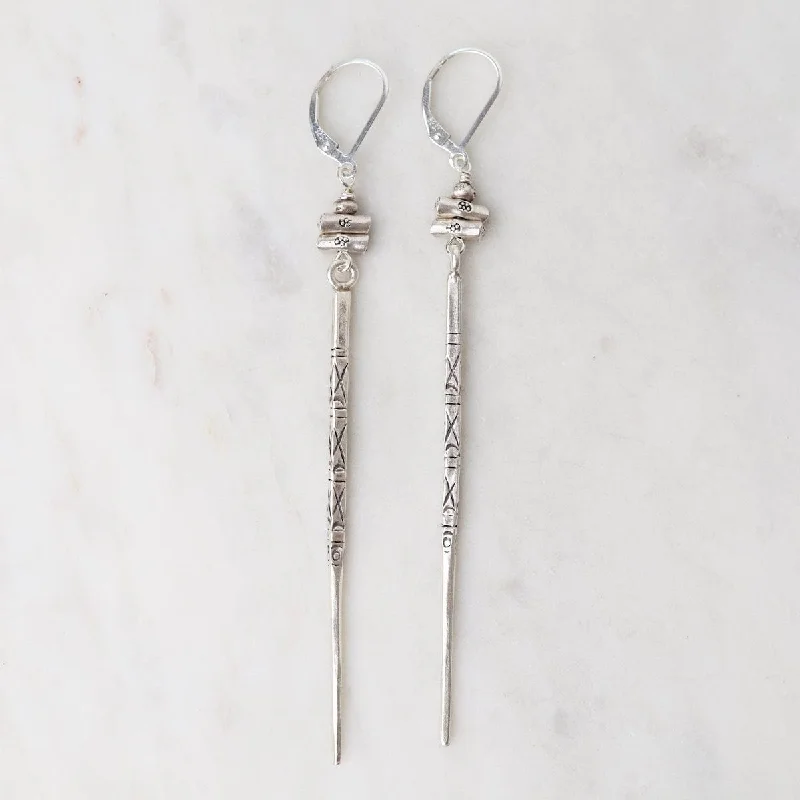 Silver Extra Long Toothpick Earrings