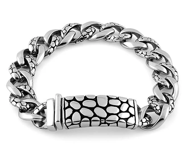 Stainless Steel ID Reptile Curb Link Bracelet