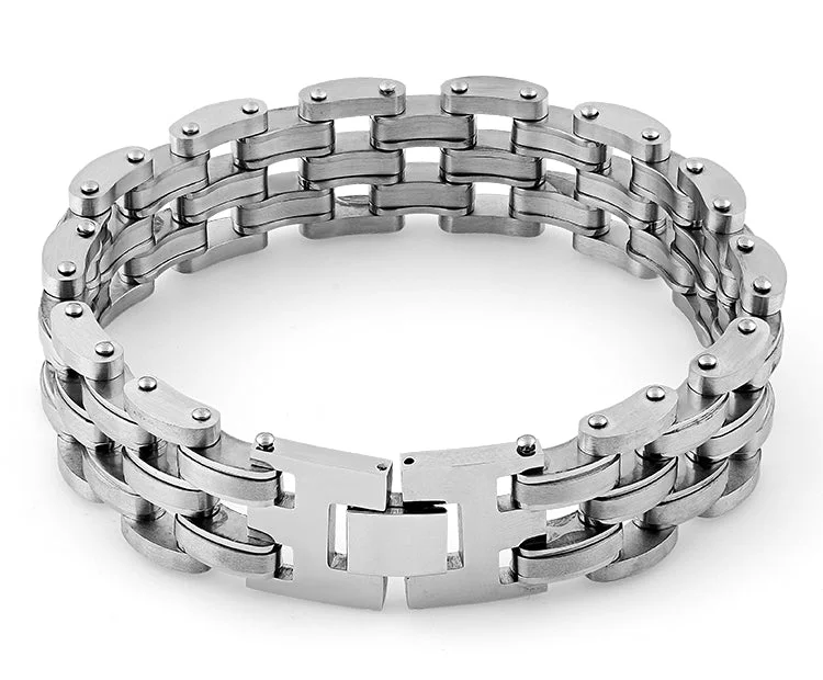 Stainless Steel Thick Half Oval Bean Bracelet