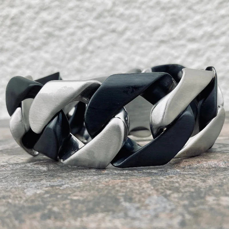 Bagger Bracelet - 2 Tone Brushed Silver/Matte Black - 1.25